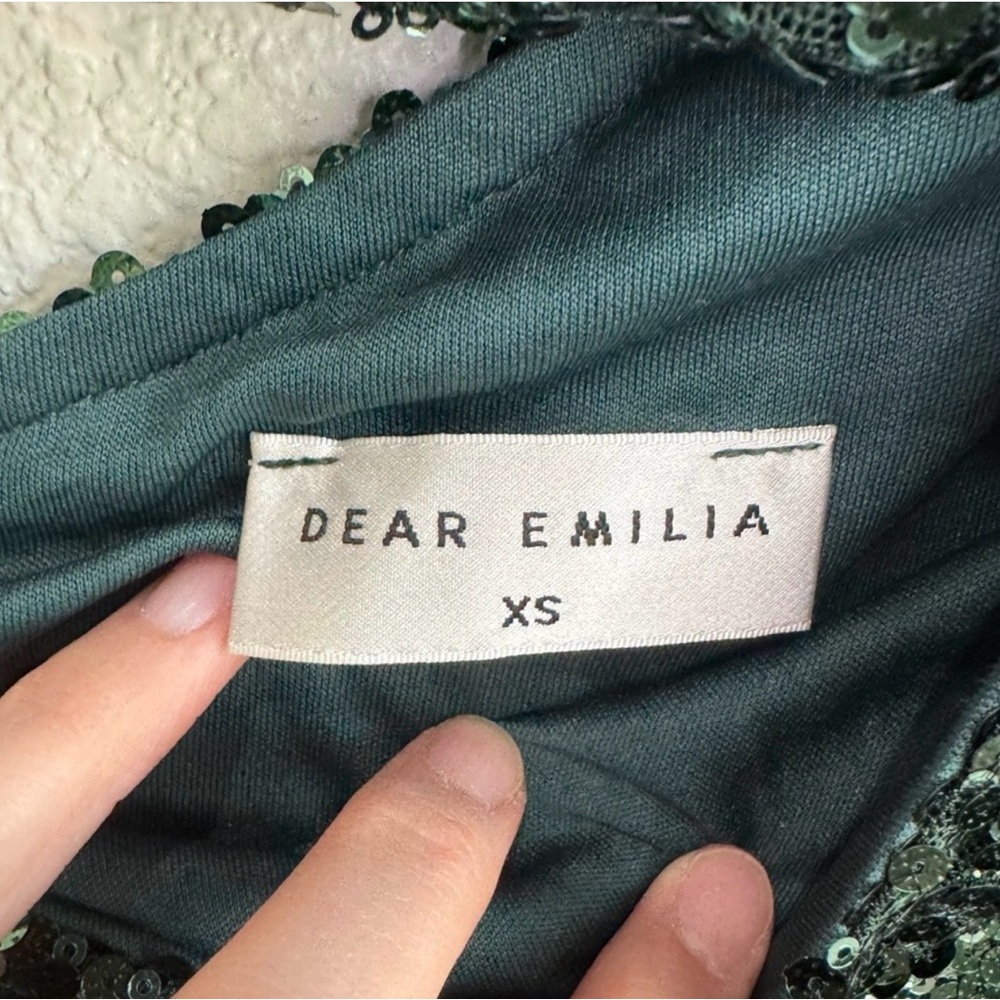 Hello Molly Dear Emilia Dress Sequin Maxi Dress Green Evening Event Party Prom - Picture 9 of 10